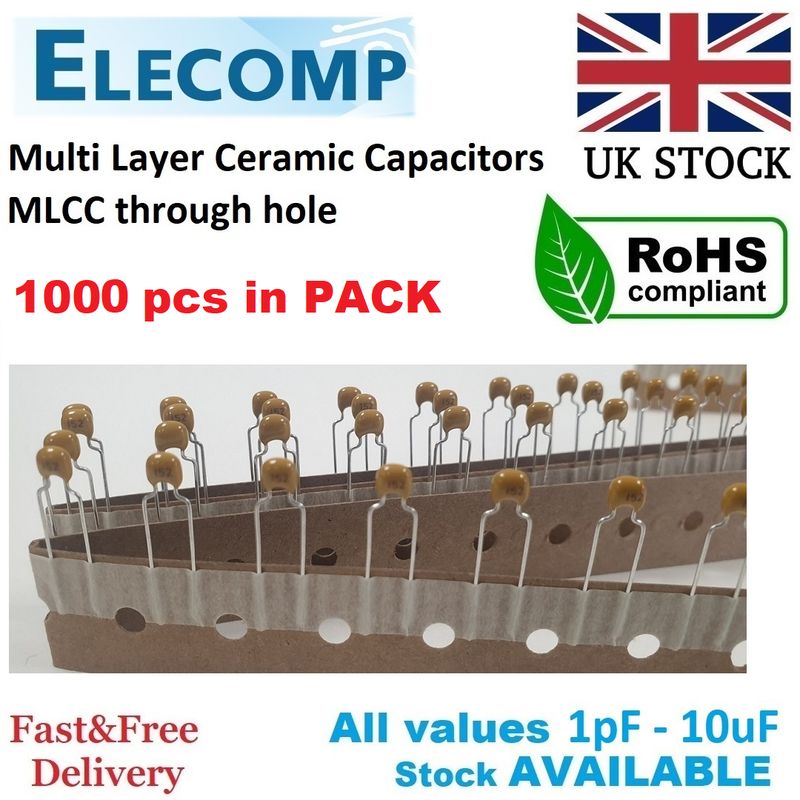 Multi Layer Ceramic Capacitors 1pF - 10uF 50V 1000pcs in pack