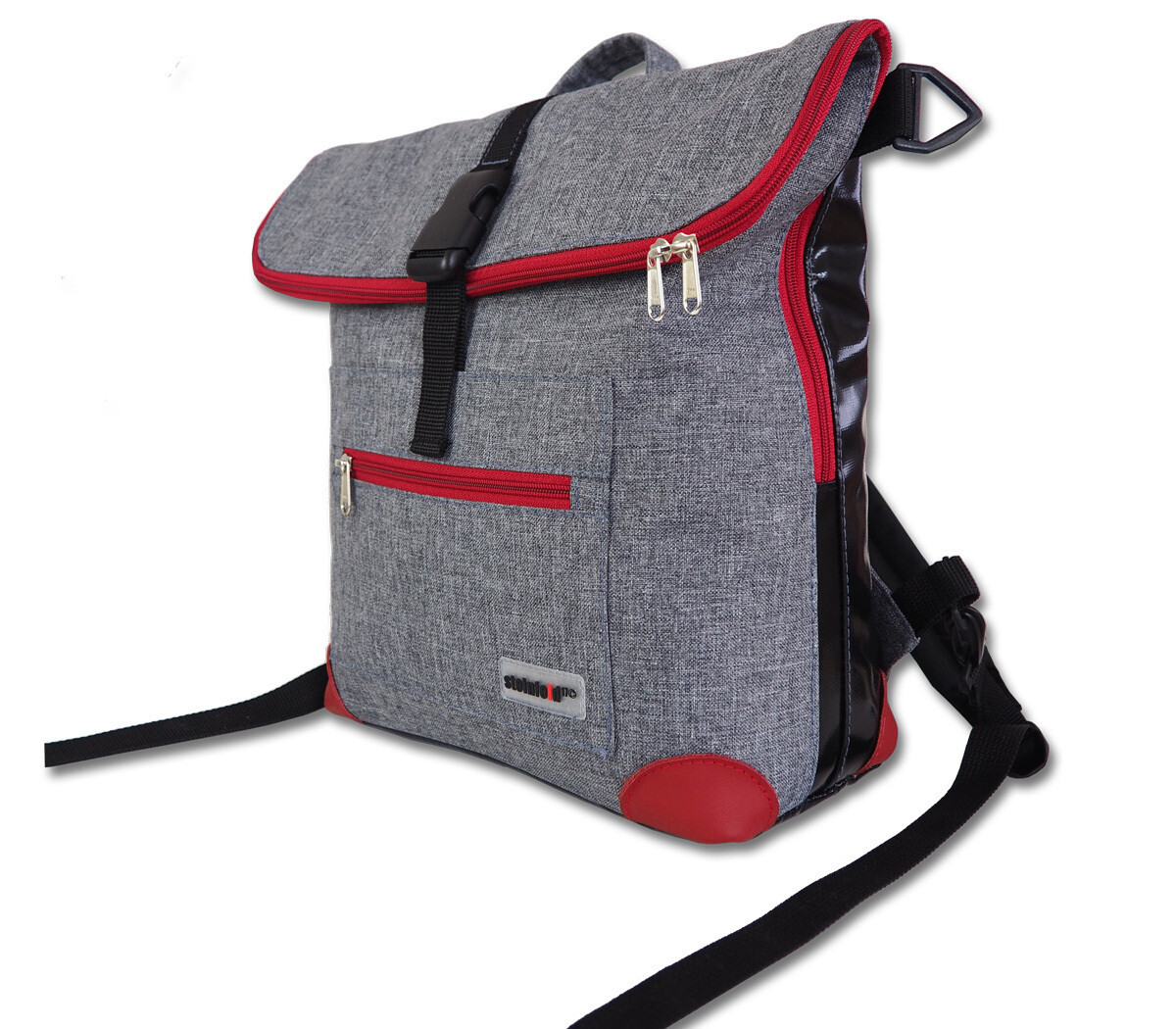 Gepäckträgertasche Radl-Ivy, die Kleine, PES/PVC-Plane-hellgrau-schwarz-rot