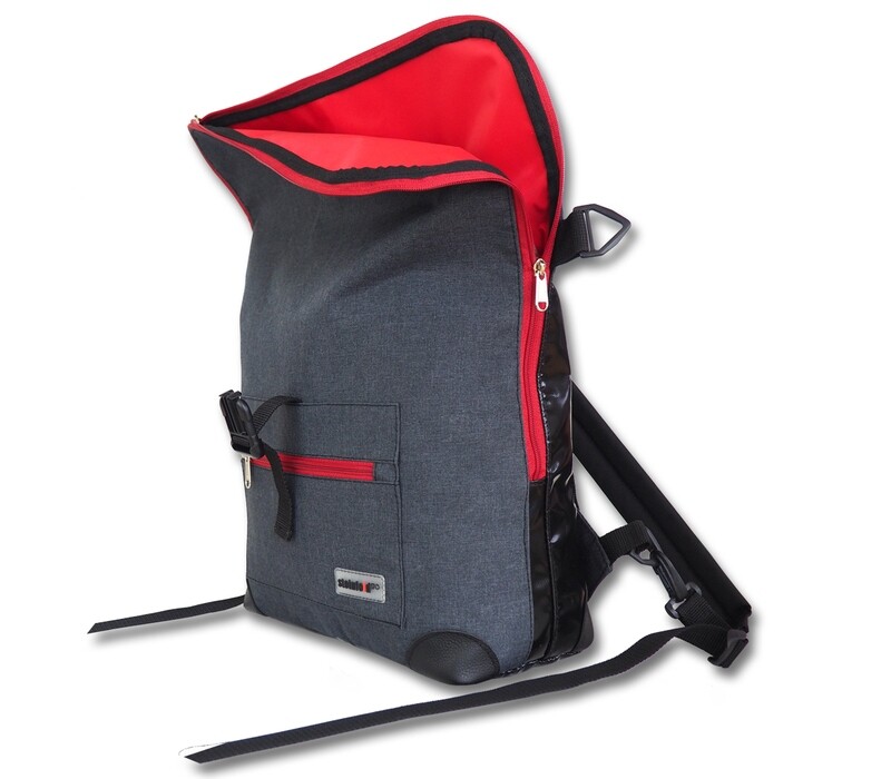 Gepäckträgerrucksack Radl-Ivy, PES/PVC-Plane-anthrazit-schwarz-rot