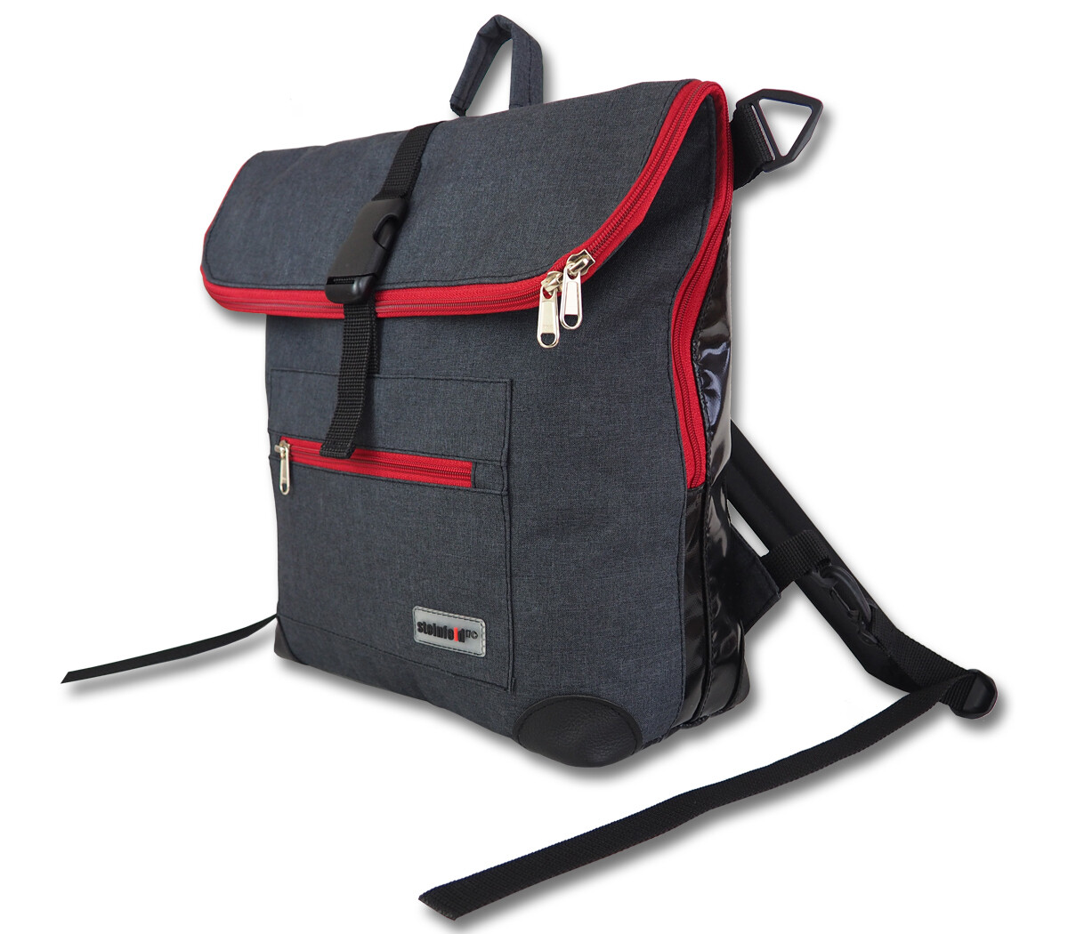 Gepäckträgertasche Radl-Ivy, die Große, PES/PVC-Plane-anthrazit-schwarz-rot