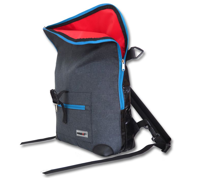 Gepäckträgerrucksack Radl-Ivy, PES/PVC-Plane, anthrazit-schwarz-türkis