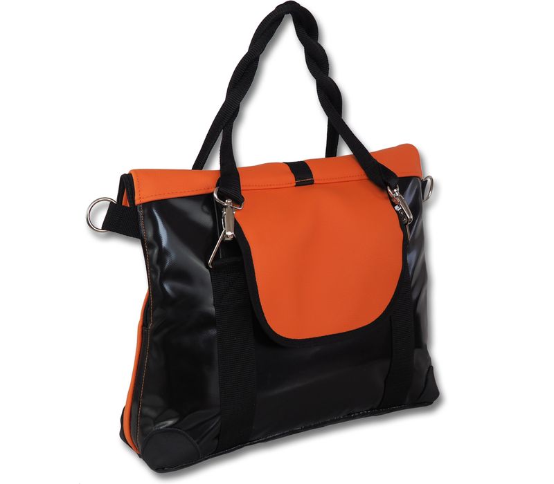 Gepäckträgertasche große Radl-Iris, KL/PVC-Plane-orange-schwarz
