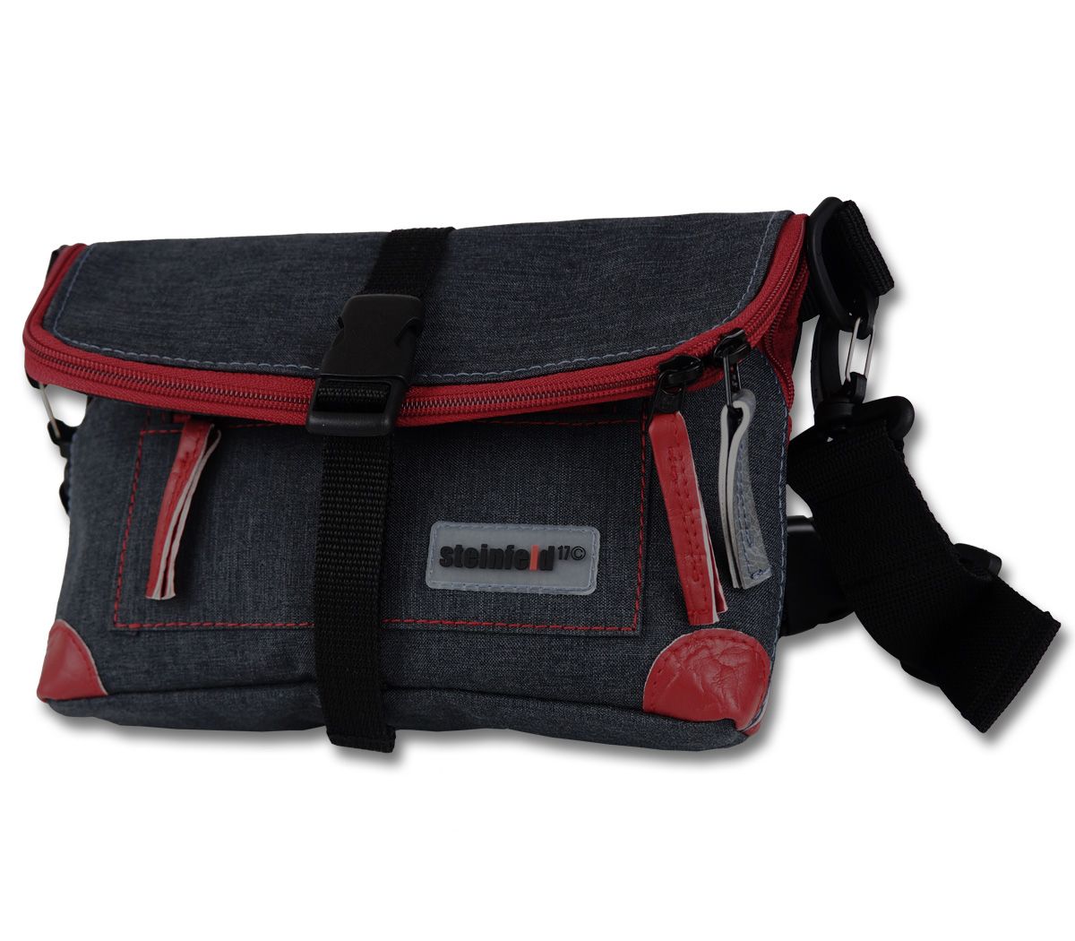 Kombitasche Kleinst-Iris, PES-dunkelanthrazit-rot