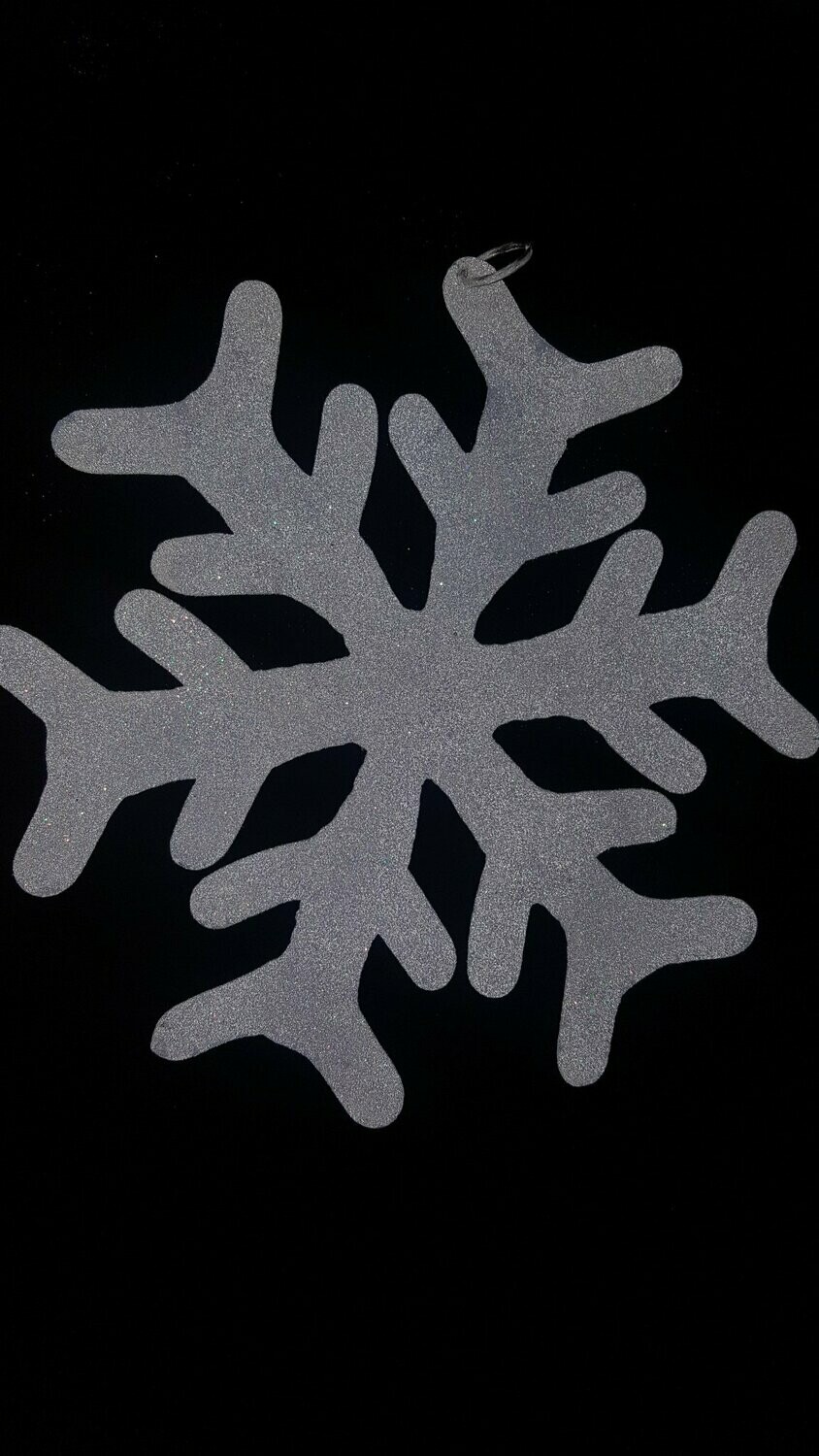 copo de nieve con brillantina en chapa