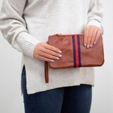 Preppy Stripe Zipper Clutch - Red/Navy Stripe