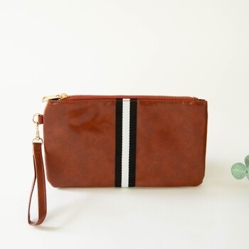 White Striped Flat Clutch