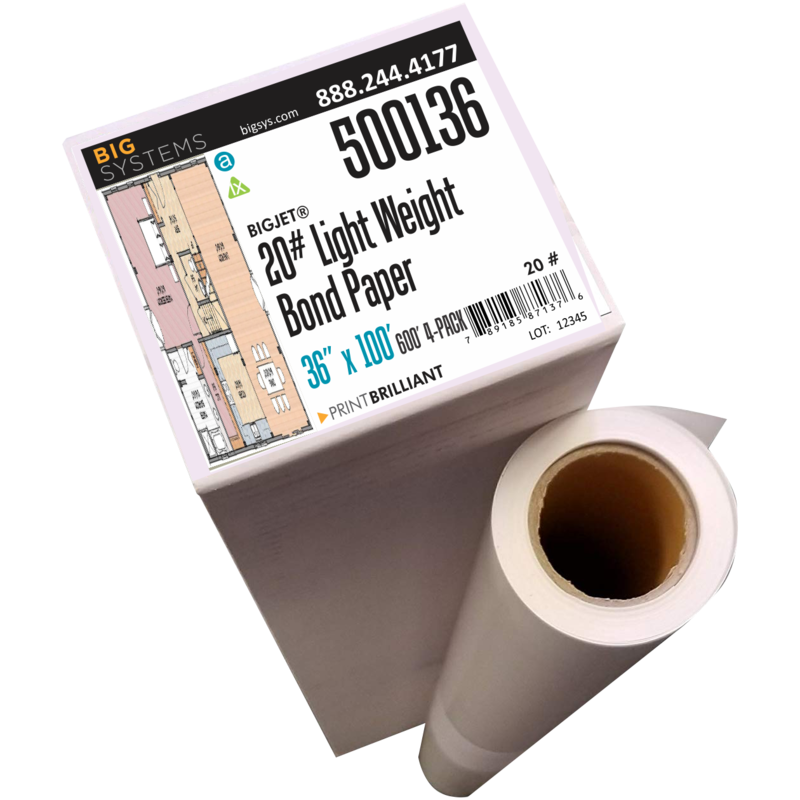 BigJet® 500 20# Bond Paper Multi-Pack (4-Pack 150’ Rolls)