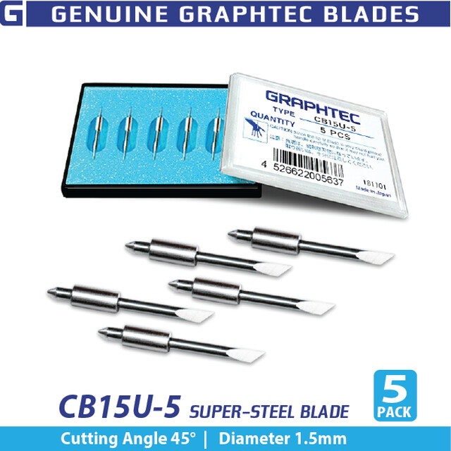 Graphtec 1.5mm SuperSteel 45° Blade 5-pack for red top holder