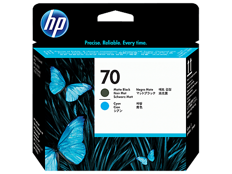 HP 70 Printheads, Color: Matte Black/Cyan