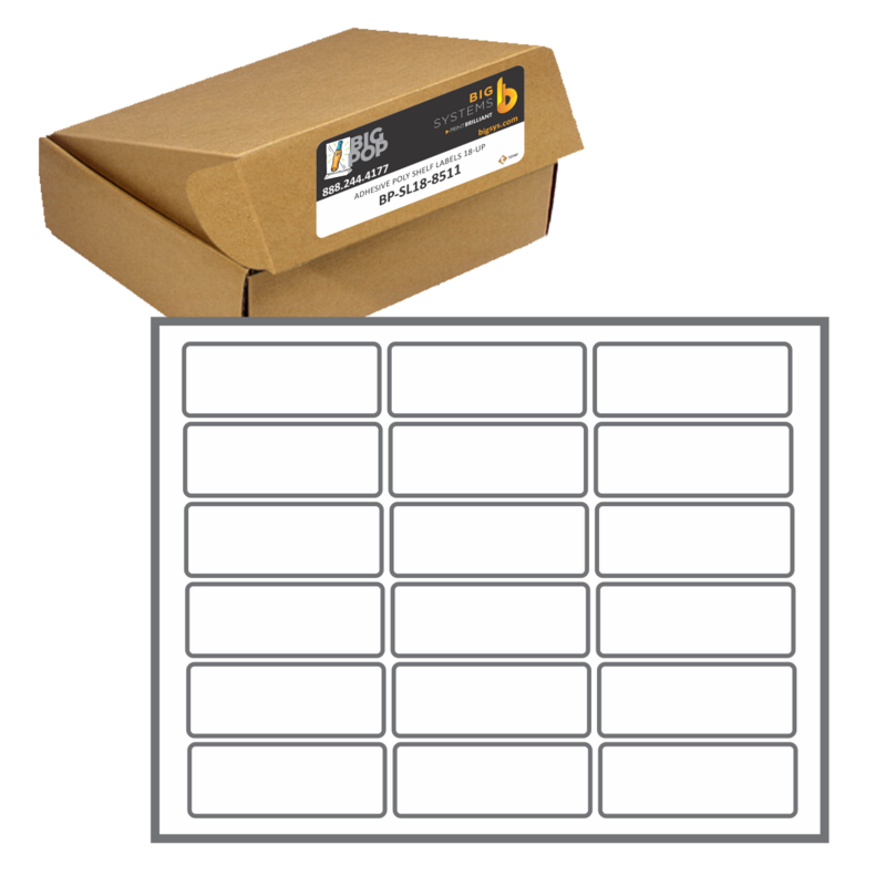 BigPOP® Adhesive Satin Poly Shelf Labels 18-up