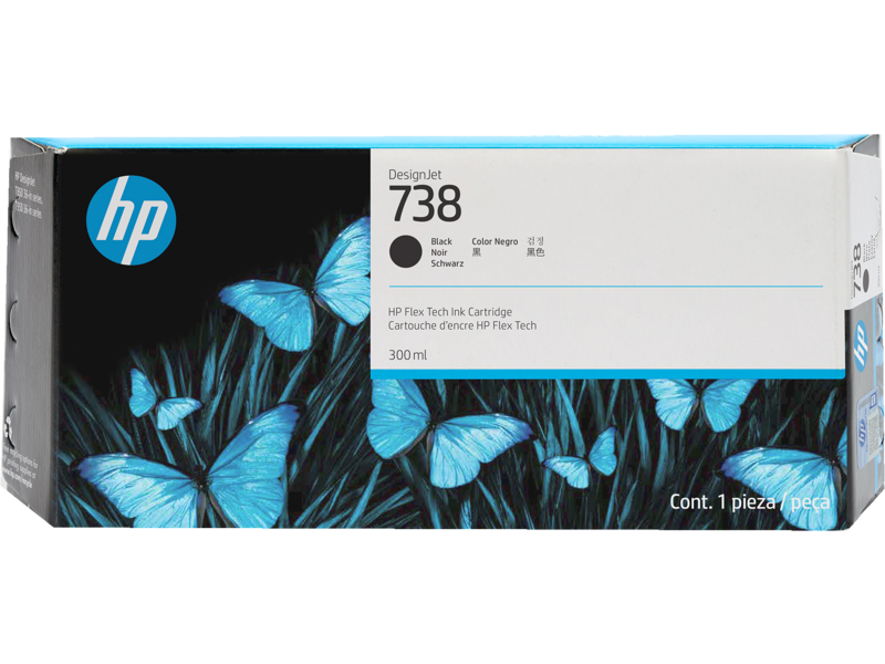 HP 738 300-ml DesignJet Ink Cartridges, Color: Black