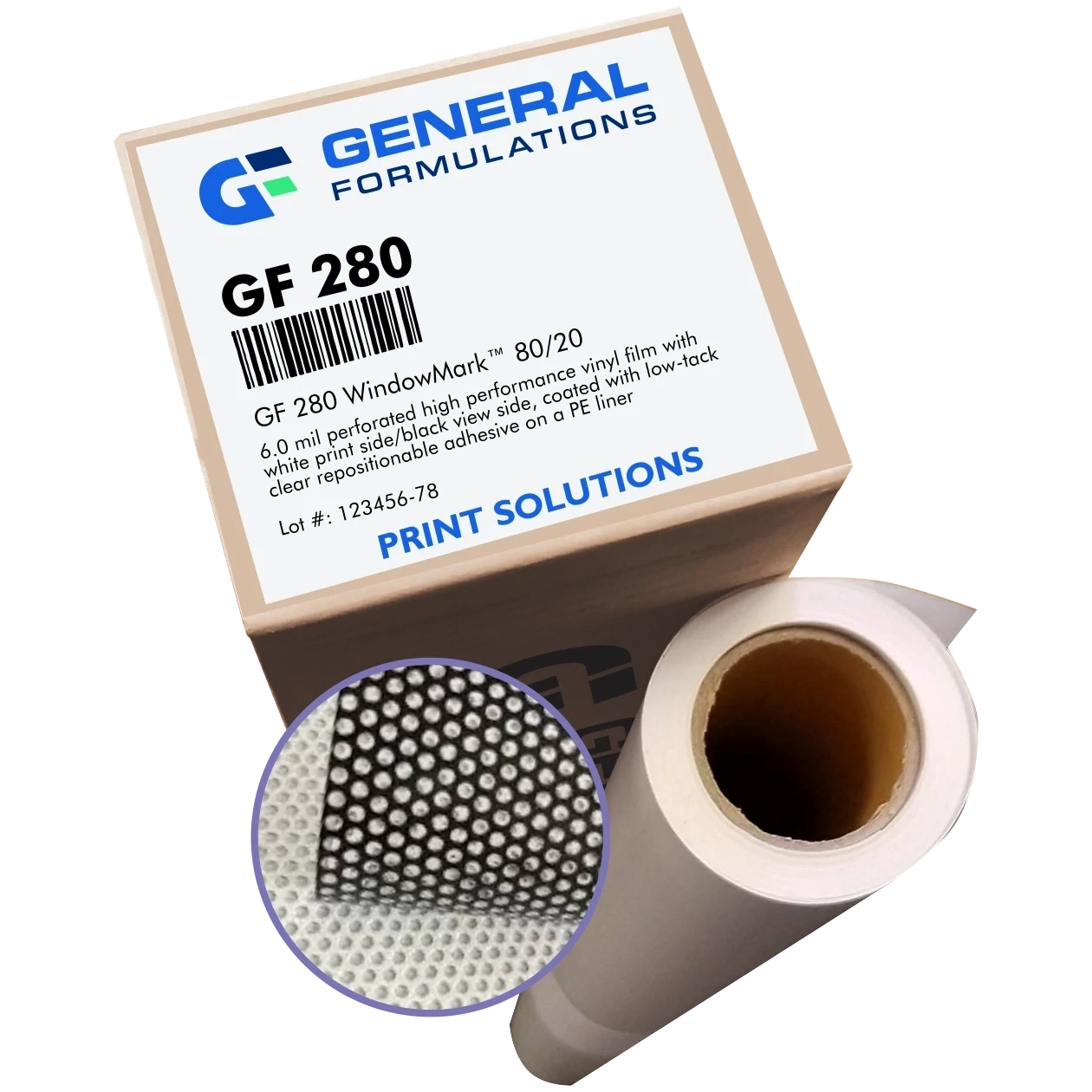 General Formulations 280 WindowMark™ Perforated White/Black Vinyl [80/20] - Removable Repositionable
