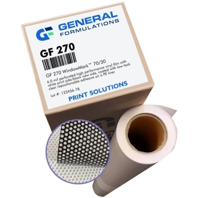 General Formulations 270 WindowMark™ Perforated White/Black Vinyl [70/30] - Removable Repositionable