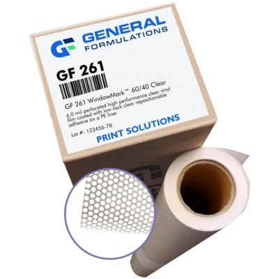 General Formulations 261 WindowMark™ Perforated Clear Vinyl [60/40] - Removable Repositionable