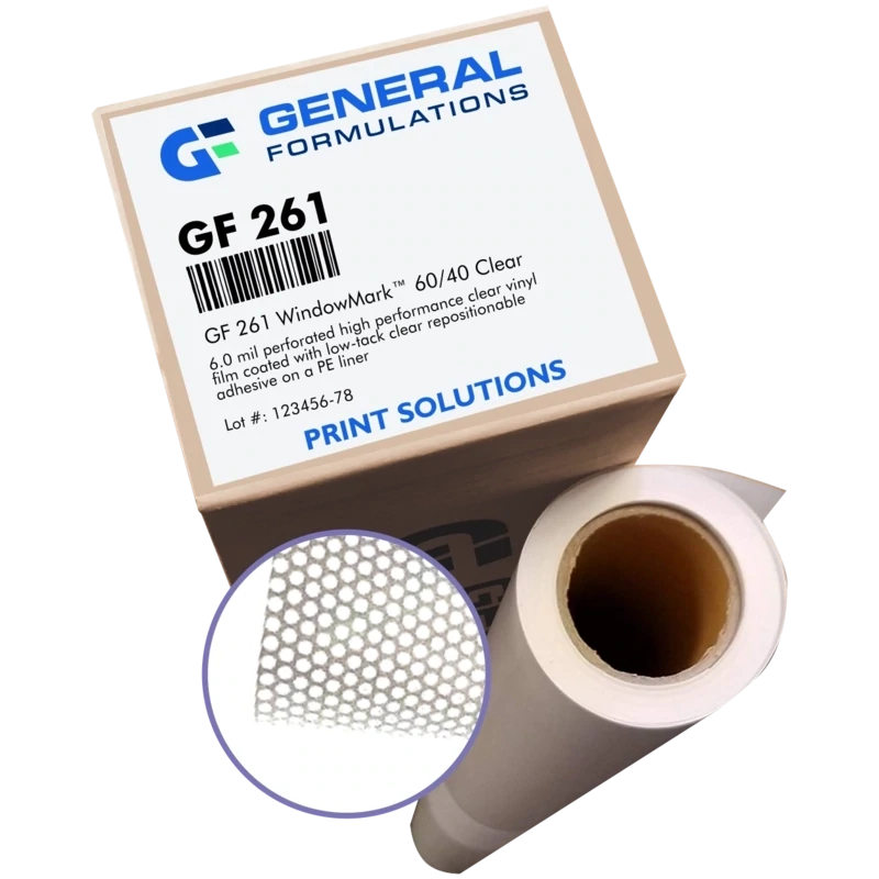 General Formulations 261 WindowMark™ Perforated Clear Vinyl [60/40] - Removable Repositionable