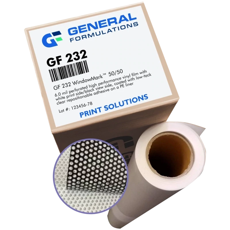 General Formulations 232 WindowMark™ Perforated White/Black Vinyl [50/50] - Removable Repositionable