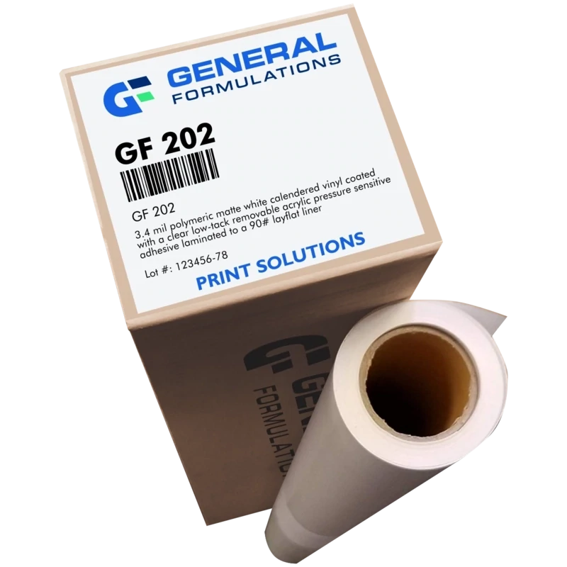 General Formulations 202 Matte White Vinyl - Low Tack Removable