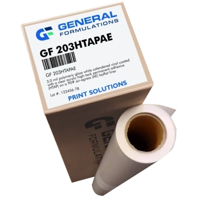 General Formulations 203HTAPAE Gloss White Vinyl - High-Tack Permanent Air-Egress