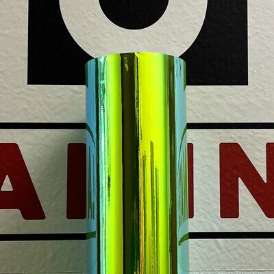 Que Green Holographic PVC Vinyl w/Permanent Adhesive 38" x 100'