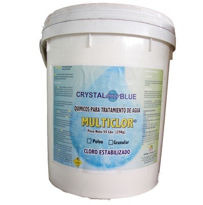 Multiclor (Trichlor 90%) powdered chlorine bucket of 55 pound (25Kg)