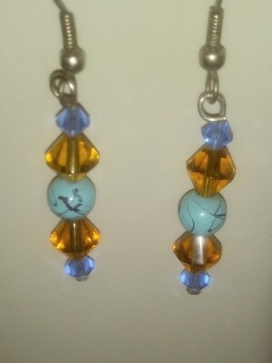Turquoise Amber and blue drop earrings