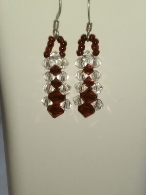 Garnet and clear Swarovski crystal earrings