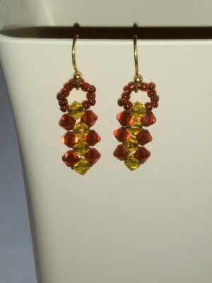 Garnet and Gold Swarovski earrings