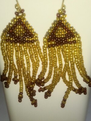 Garnet and Gold Comanche weave earrings