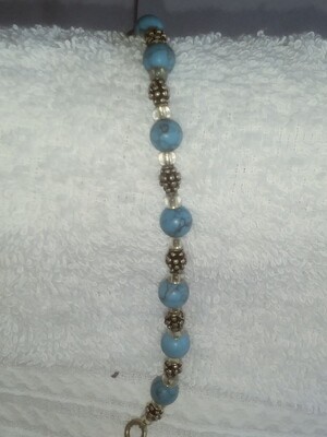 turquoise clear and silver bracelet