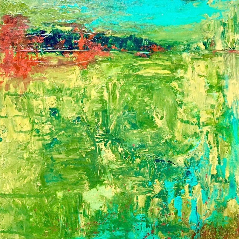 Green Dreamer 20&quot; x 20&quot; original painting on canvas