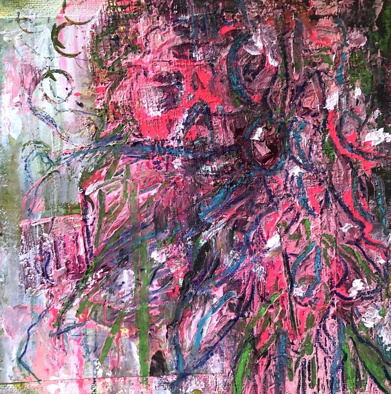 &quot;Casade&quot; original 8&quot; x 8&quot; Mixed Media painting on Canvas Panel
