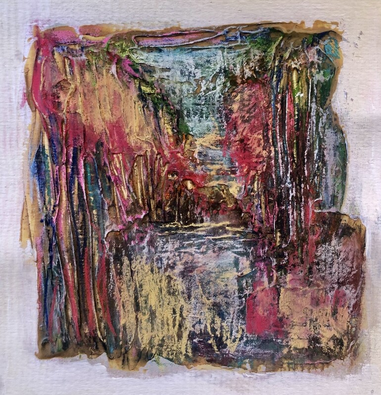 &quot;In the Twigs&quot; 8&quot; x 8&quot; original mixed media painting on paper