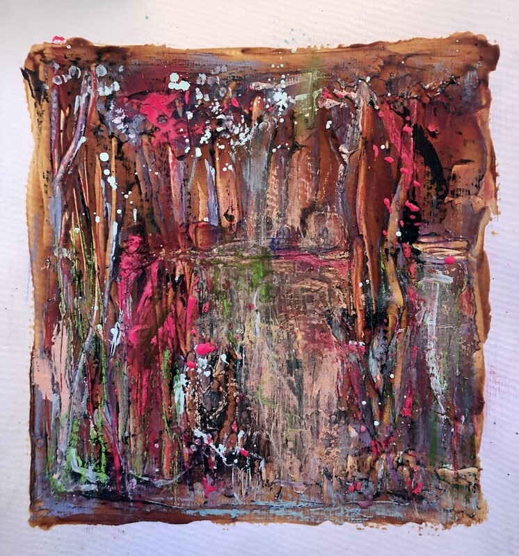 &quot;On the Surface&quot; 12&quot; x 12&quot; original Acrylic landscape painting on paper