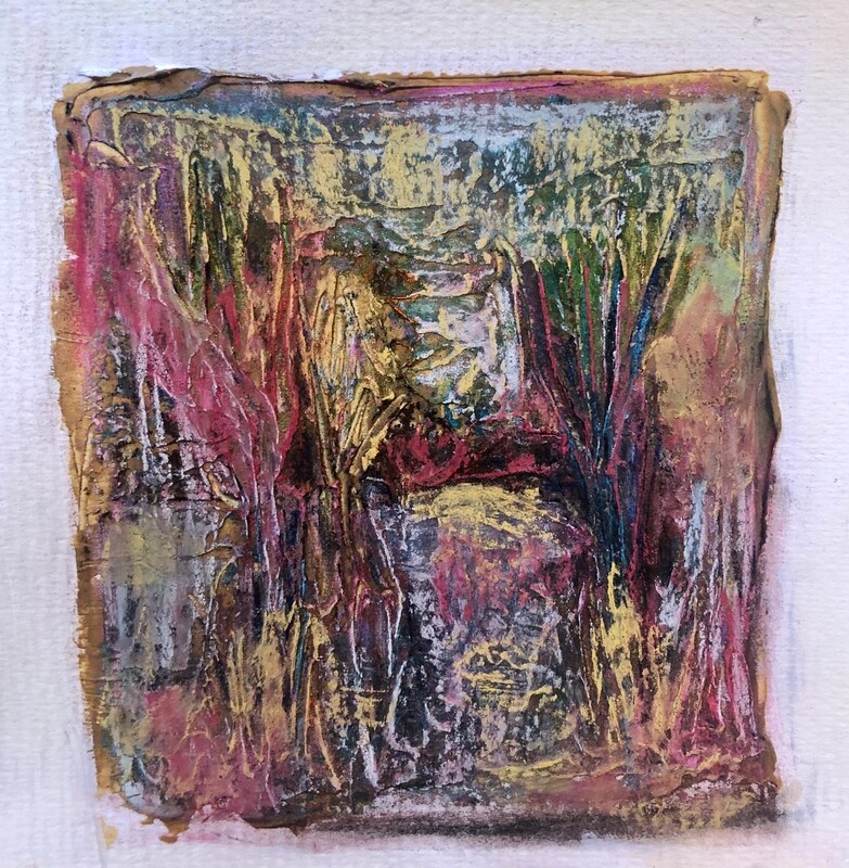&quot;Twigs&quot; 8&quot; x 8&quot; original mixed media painting on paper