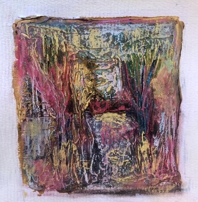 "Twigs" 8" x 8" original mixed media painting on paper