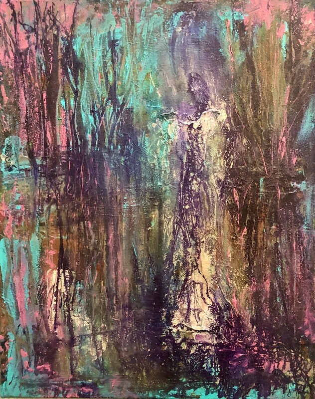 &quot;Eternal Swamp Goddess&quot; 16&quot; x 20&quot; original mixed media abstract painting on Gallery Wrapped canvas