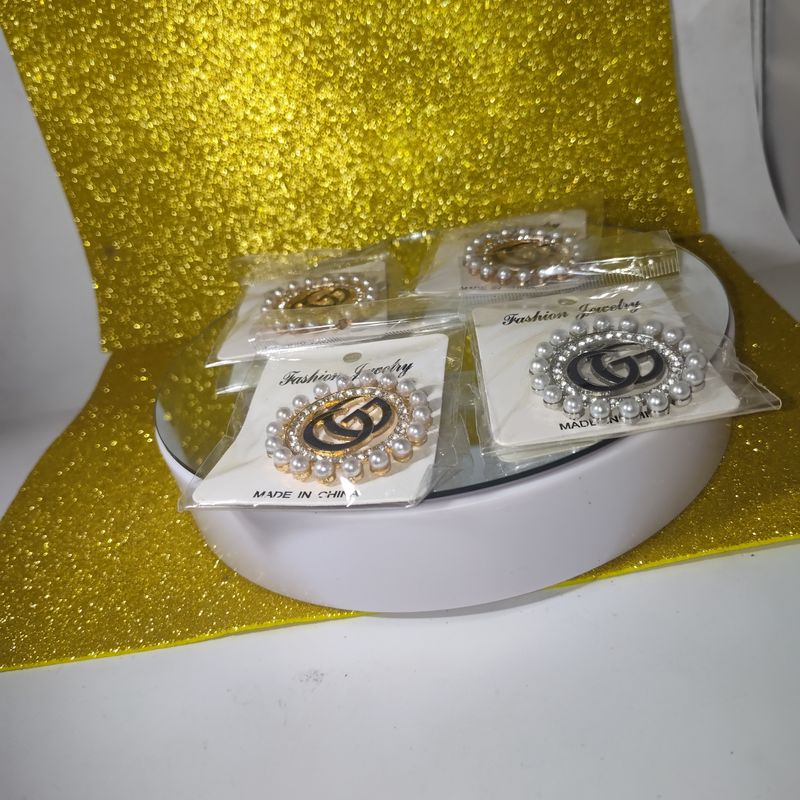 GGG Inspired Pearl and rhinestone Brooches