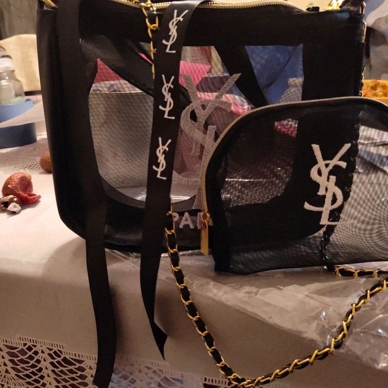 YSL 2Pcs mesh tote bag