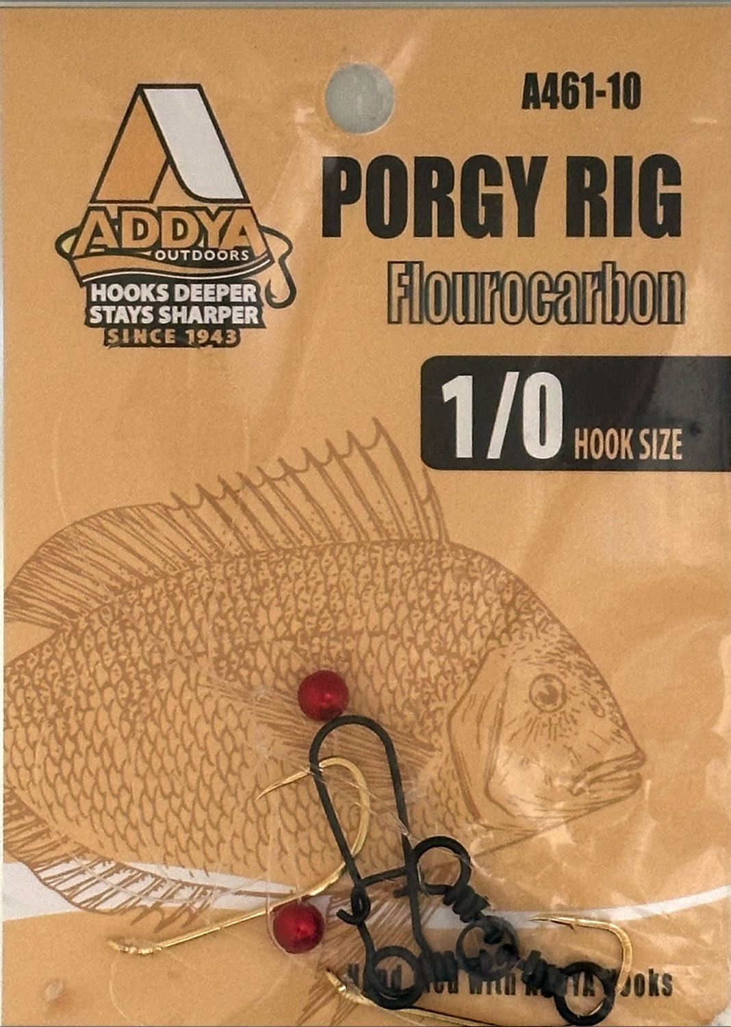 Porgy Rig - Two Gold Baitholder, with 3-Way Snap & Swivel, 30lb Flourocarbon (2 count)