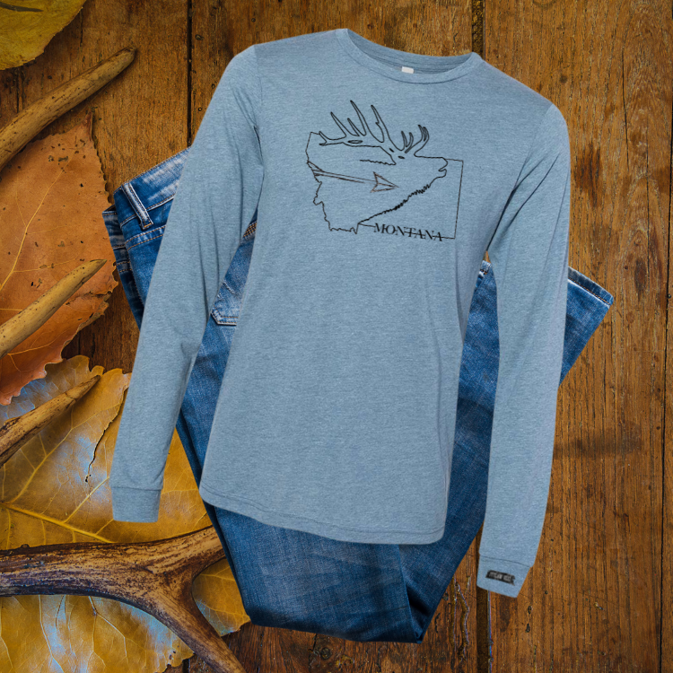 Montana Elk Hunter Long Sleeve T-Shirt