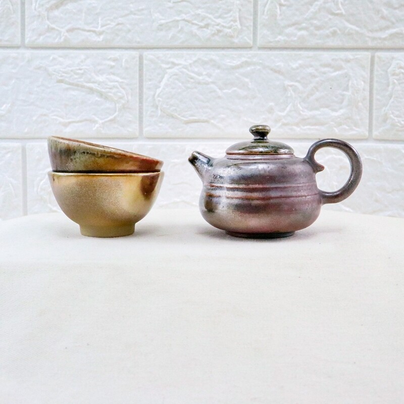 樸光 柴燒厚胎小茶壺 一壺二杯茶具組