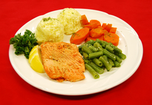 Baked Salmon w/ Rice and Vegetables