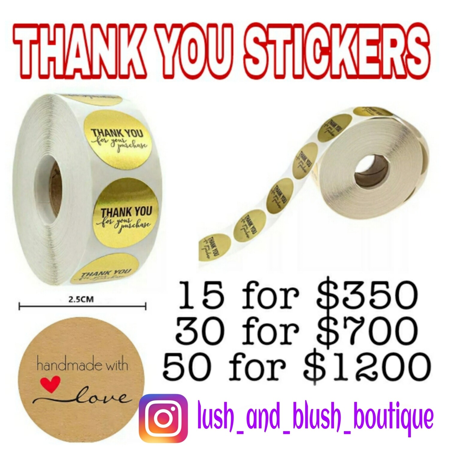 THANK YOU STICKERS (2.5CM)