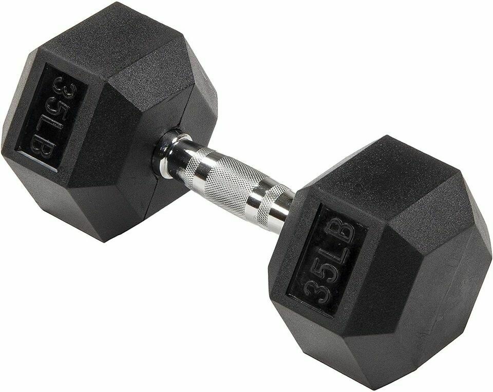 NEW 35lbs PAIR Rubber Encased Hex Dumbbell