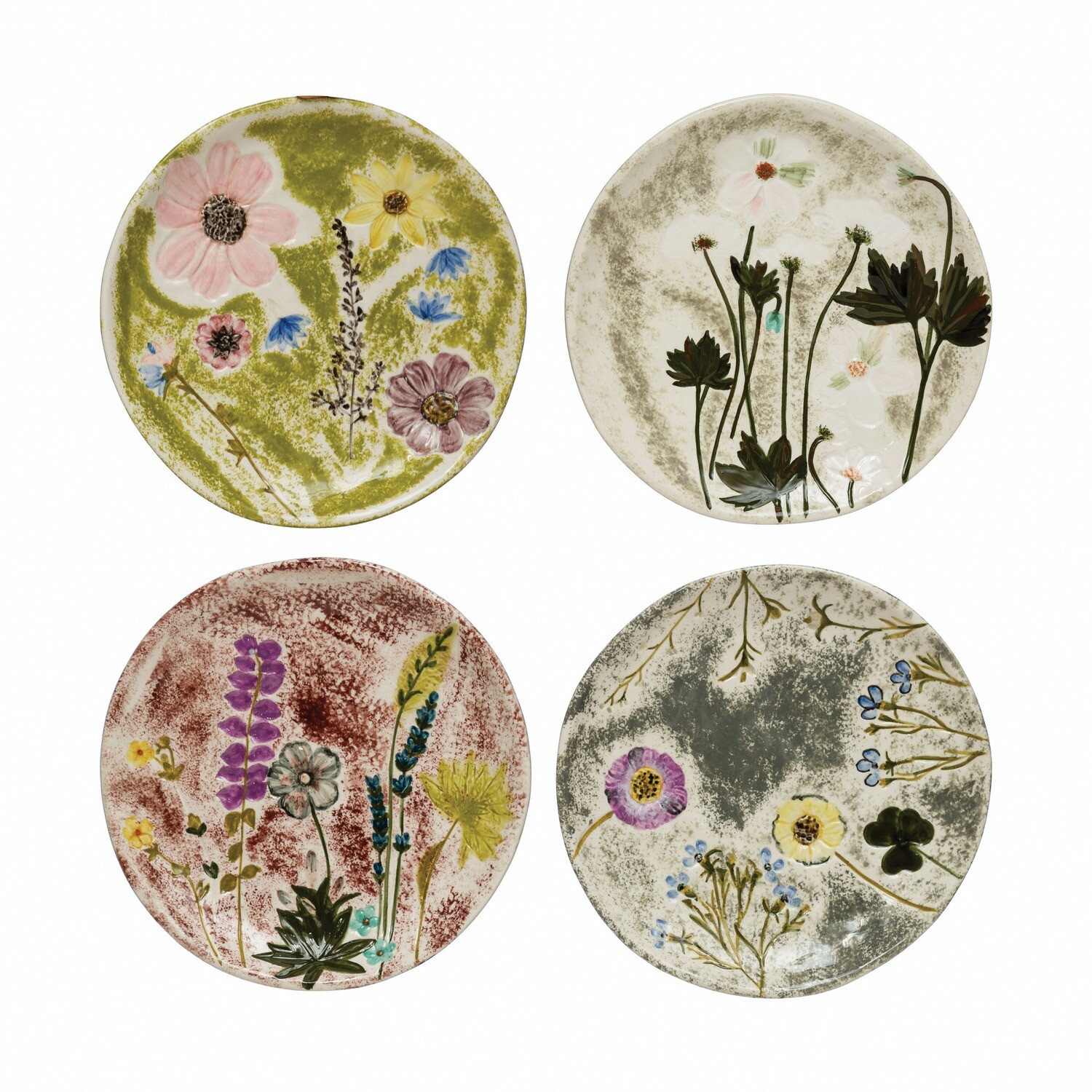 Plate - Stoneware (floral - set of 4)