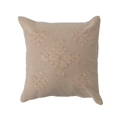 Pillow, Woven Cotton, French Knot Embrodery