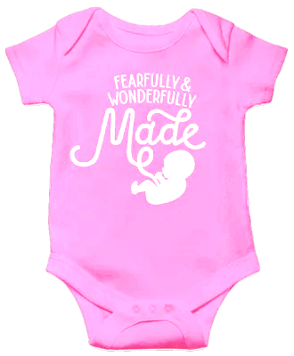Fearfully & Wonderfully Made Onesie: Pink 6 Month