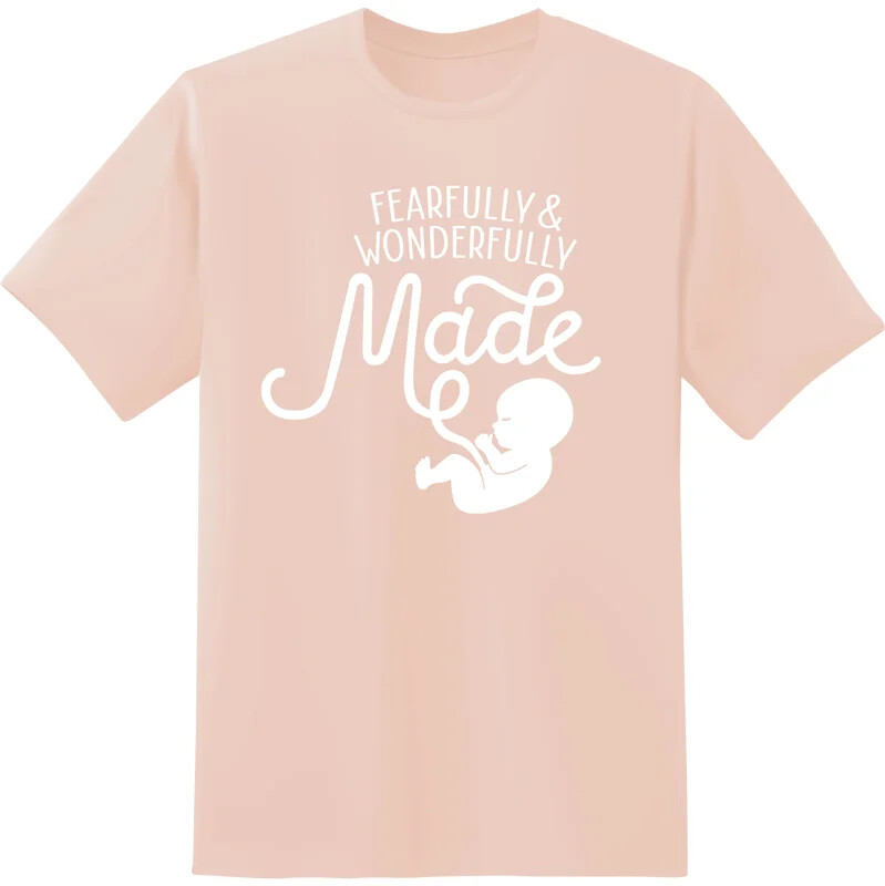 Fearfully & Wonderfully Made T-shirt: Peach