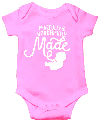 Fearfully & Wonderfully Made Onesie: Pink 6 Month Fearfully & Wonderfully Made Onesie: Pink 6 Month