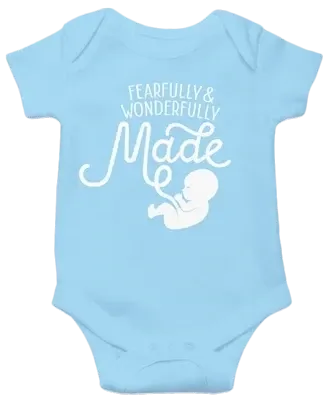 Fearfully & Wonderfully Made Onesie: Light Blue 6 Month Fearfully & Wonderfully Made Onesie: Light Blue 6 Month
